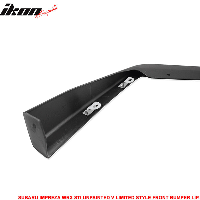 Fits 15-17 Subaru WRX STI V-Limited Style Front Bumper Lip Spoiler Unpainted PP