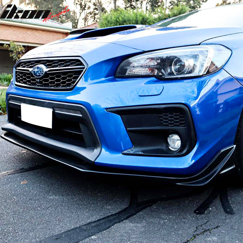 Front Bumper Lip Compatible With 2018-2021 Subaru WRX STI, S208 Style Black PU Front Lip Finisher Under Chin Spoiler Add On by IKON MOTORSPORTS, 2019