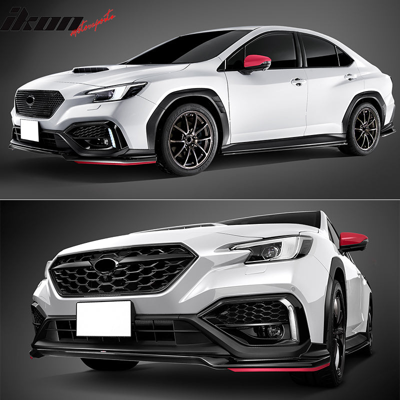 IKON MOTORSPRTS, Front Bumper Lip Compatible With 2022-2024 Subaru WRX Base, Limited, Premium, GT, Unpainted Black 1PC Front Lip Spoiler Splitter PP Protector Lower Chin Diffuser