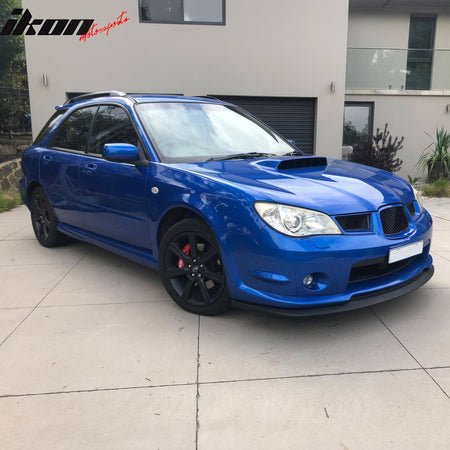 IKON MOTORSPORTS Front Bumper Lip, Compatible with 2006-2007 Subaru Impreza WRX 4DR, STI Style Gloss Black PP Air Dam Chin Spoiler Protector Splitter 1PC
