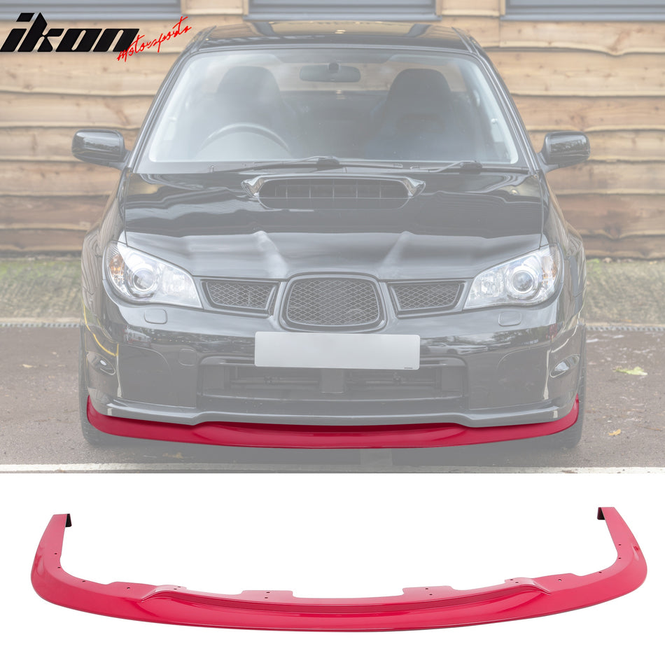 IKON MOTORSPORTS Front Bumper Lip, Compatible with 2006-2007 Subaru Impreza WRX 4DR, STI Style PP Air Dam Chin Spoiler Protector Splitter 1PC