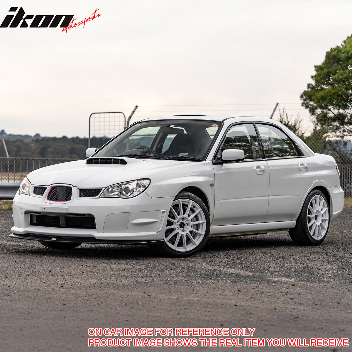 IKON MOTORSPORTS Front Bumper Lip, Compatible with 2006-2007 Subaru Impreza WRX 4DR, STI Style Pink PP Air Dam Chin Spoiler Protector Splitter 1PC