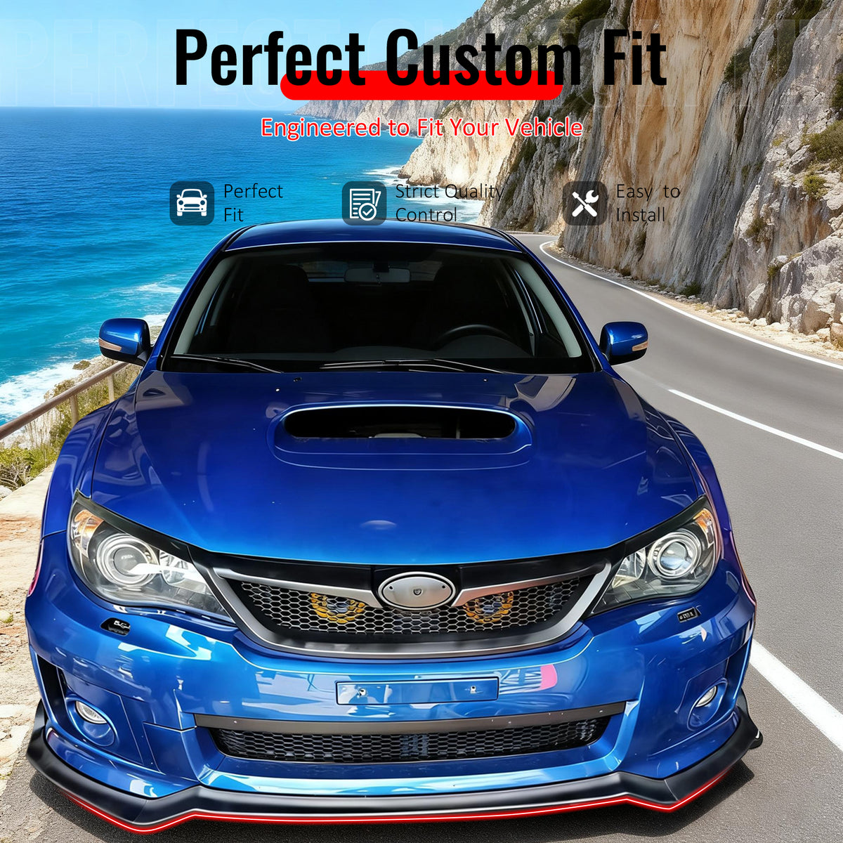 IKON MOTORSPORTS Front Bumper Lip, Compatible with 2011-2014 Subaru Impreza WRX & WRX STI Hatchback Sedan, IKON Style Gloss Black PP Add-on Air Dam Chin Spoiler Protector Splitter 3PCS
