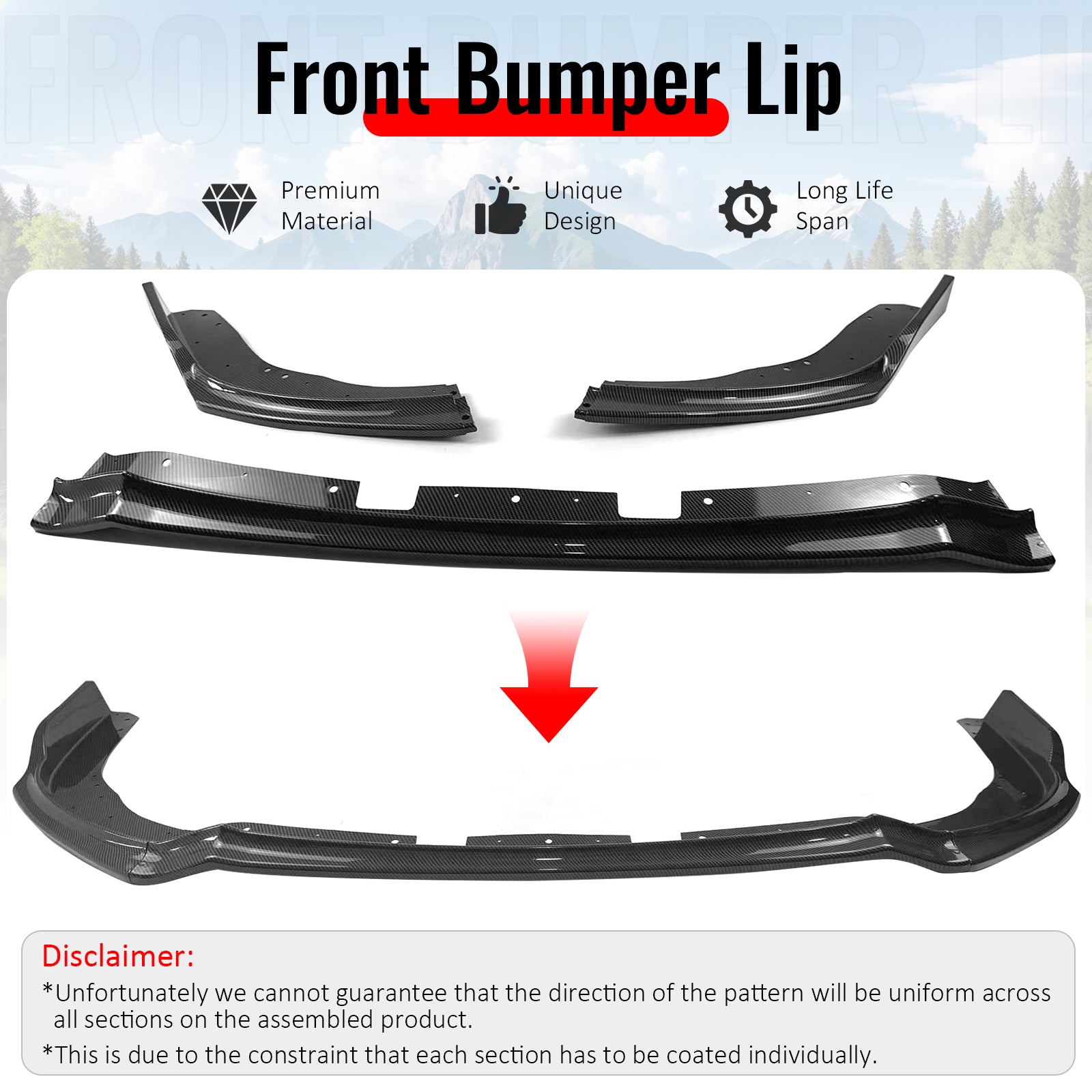 Fits 11-14 Impreza WRX STI IKON Front Bumper Lip Chin Spoiler Carbon Fiber Print