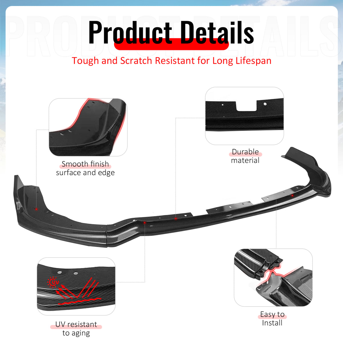 Fits 11-14 Impreza WRX STI IKON Front Bumper Lip Chin Spoiler Carbon Fiber Print