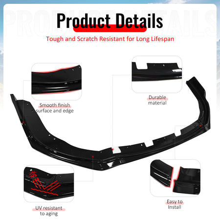 Fits 11-14 Impreza WRX STI IKON Front Bumper Lip Chin Spoiler Gloss Black PP