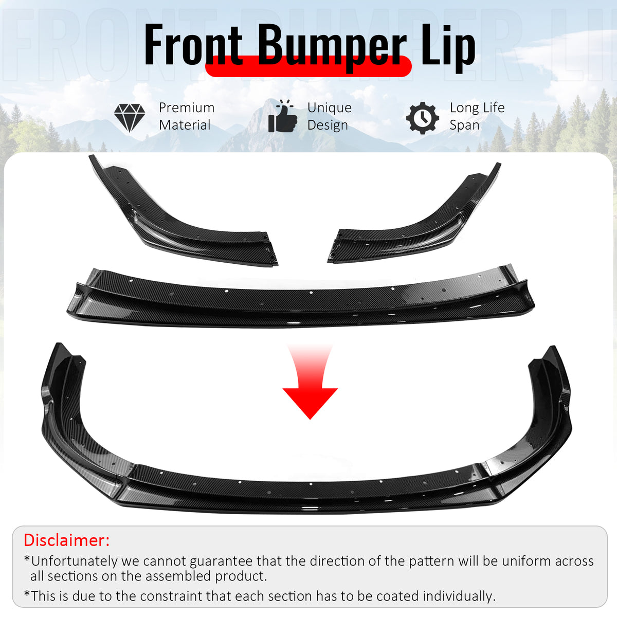 Fits 08-10 Impreza WRX STI IKON Front Bumper Lip Chin Spoiler Carbon Fiber Print