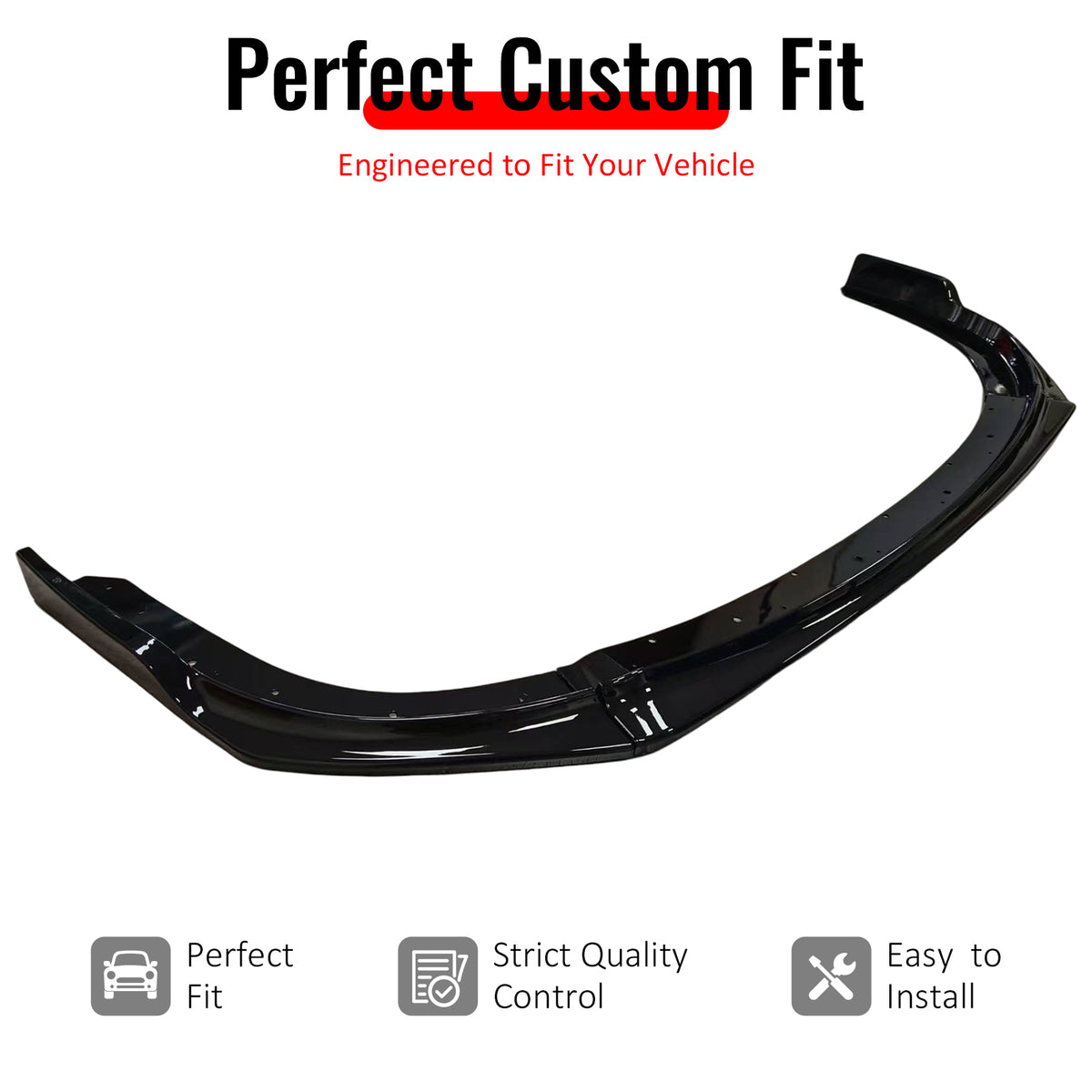 IKON MOTORSPORTS Front Bumper Lip, Compatible with 2008-2010 Subaru Impreza WRX STI Hatchback, IKON Style Gloss Black PP Add-on Air Dam Chin Spoiler Protector Splitter 3PCS