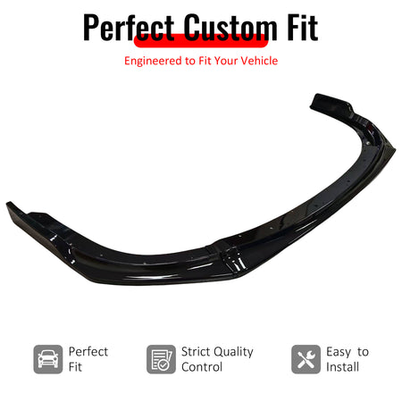 IKON MOTORSPORTS Front Bumper Lip, Compatible with 2008-2010 Subaru Impreza WRX STI Hatchback, IKON Style Gloss Black PP Add-on Air Dam Chin Spoiler Protector Splitter 3PCS