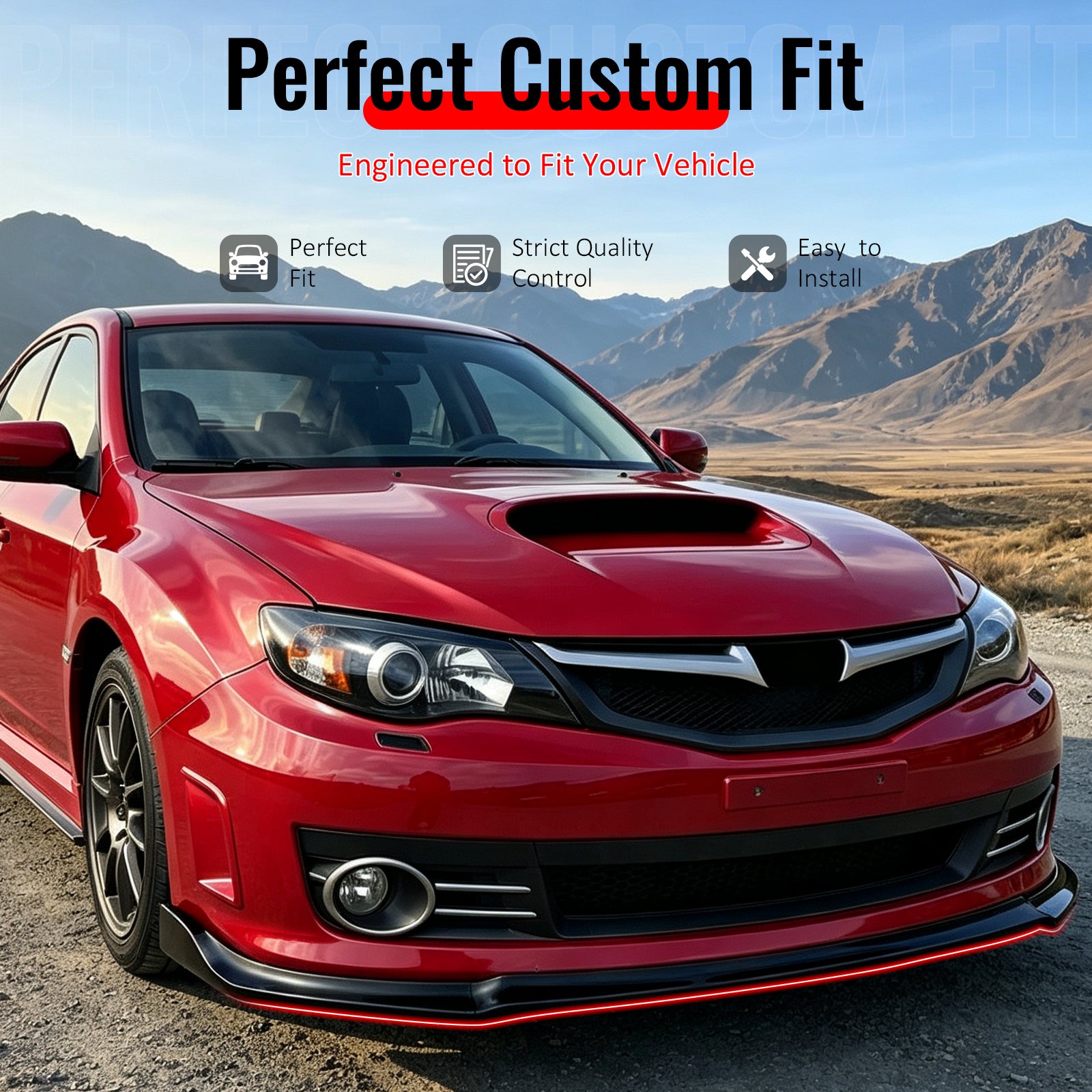 IKON MOTORSPORTS Front Bumper Lip, Compatible with 2008-2010 Subaru Impreza WRX STI Hatchback, IKON Style Carbon Fiber Print PP Add-on Air Dam Chin Spoiler Protector Splitter 3PCS