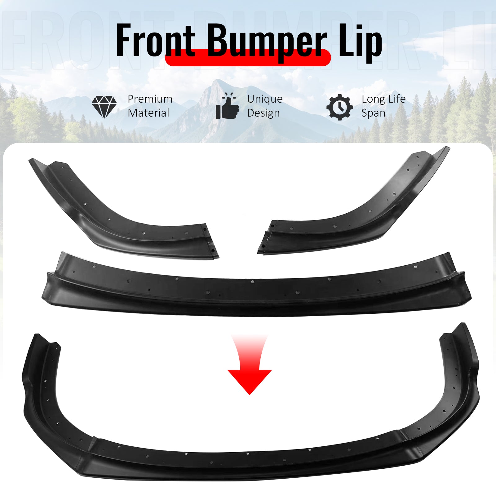 Fits 08-10 Impreza WRX STI IKON Front Bumper Lip Chin Spoiler Matte Black PP