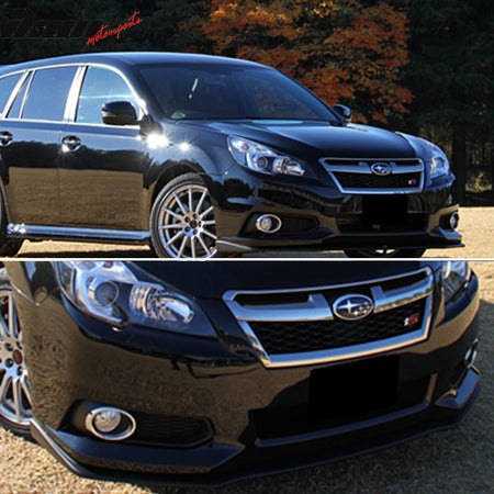 Fits 13-14 Subaru Legacy STI Style Front Bumper Lip Spoiler Unpainted Black PU