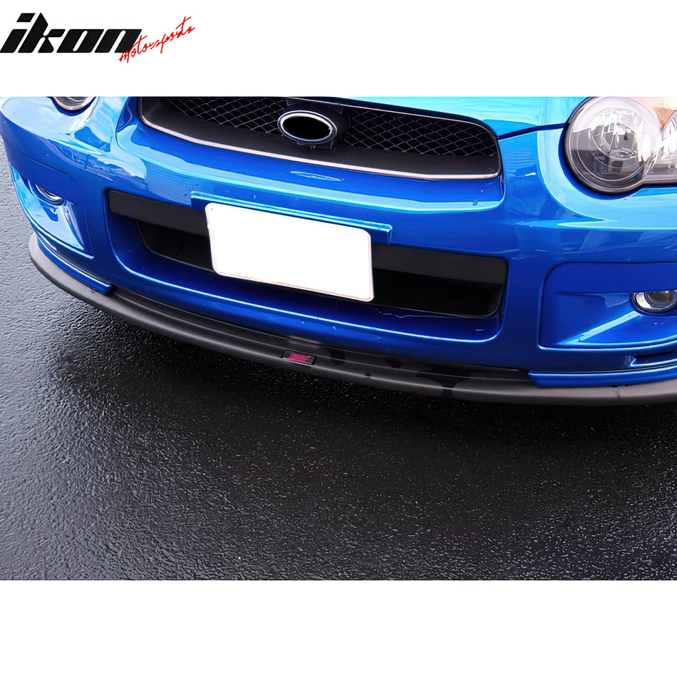 IKON MOTORSPORTS Front Bumper Lip, Compatible with 2004-2005 Subaru Impreza WRX STI, STI Style Unpainted Black PU Polyurethane Air Dam Chin Spoiler Protector Splitter