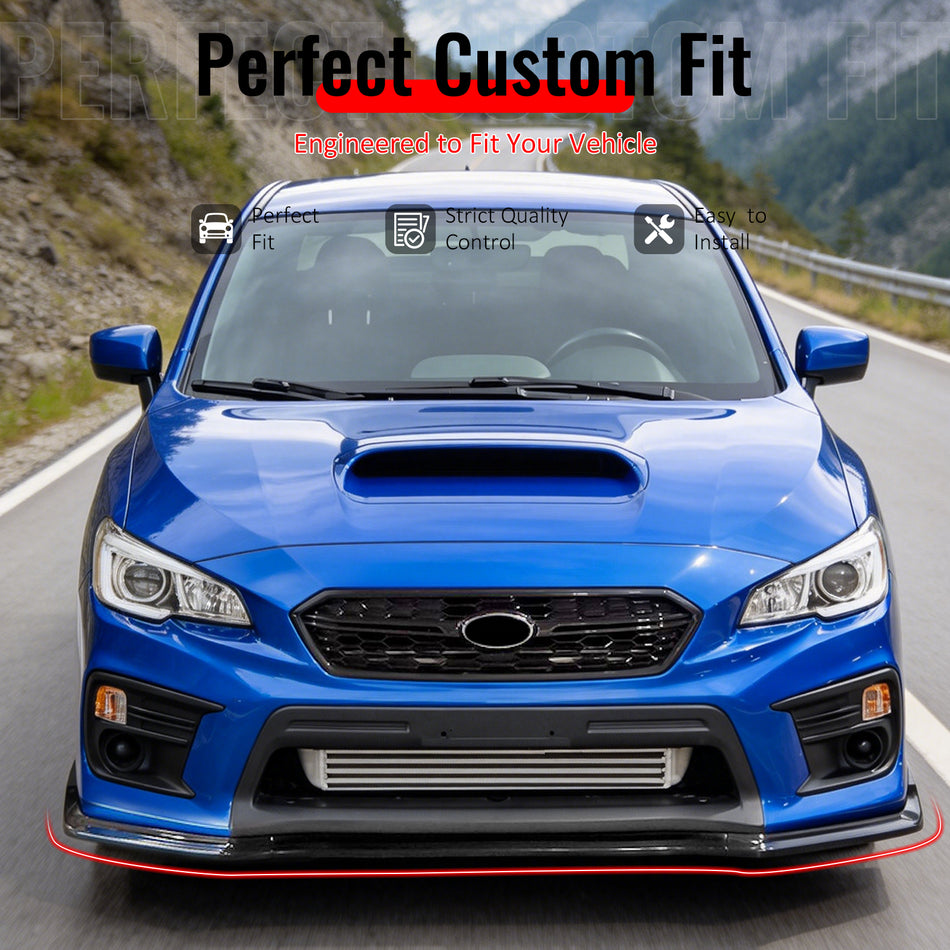 IKON MOTORSPORTS Front Bumper Lip, Compatible with 2015-2021 Subaru WRX & WRX STI, Gloss Black PP Air Dam Chin Spoiler Protector Splitter 3PCS