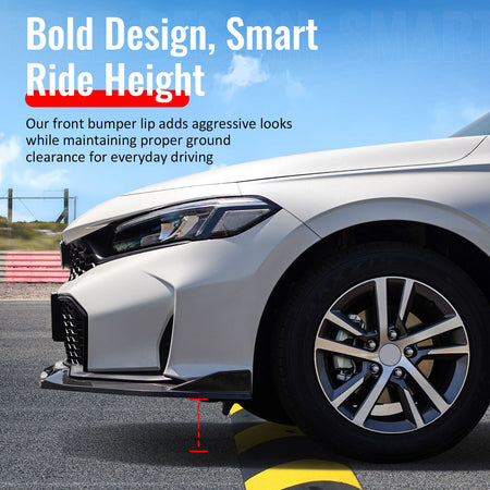 Fits 25-26 Cadillac CT5 Luxury Trim Gloss Black Front Bumper Lip Spoiler PP 3PCS