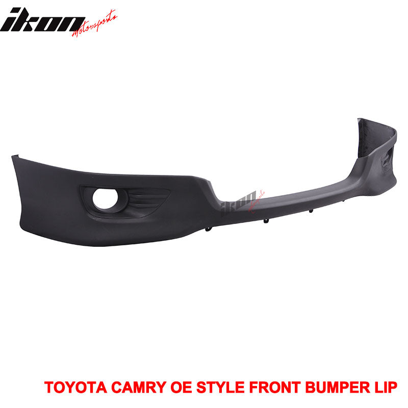 Front Bumper Lip Compatible With 2010-2011 Toyota Camry (Exclude Hybrid Model), Factory Style Black PU Front Lip Finisher Under Chin Spoiler Add On by IKON MOTORSPORTS