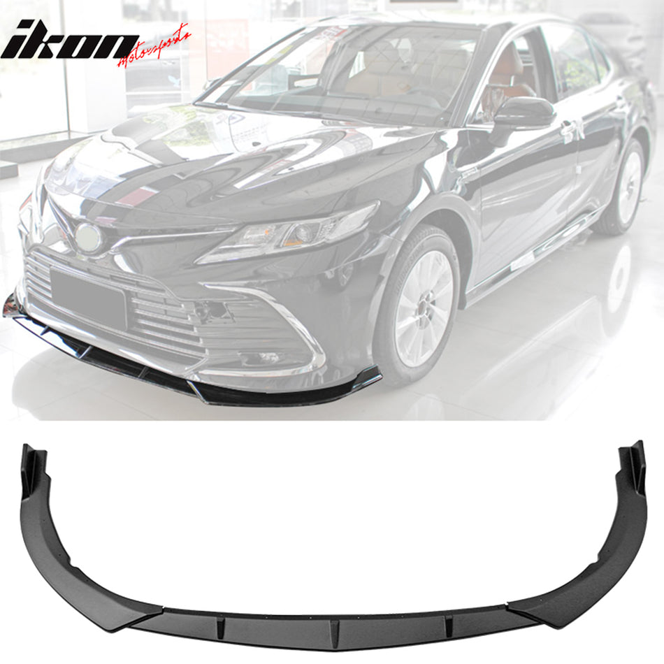 IKON MOTORSPORTS, 3PCS Front Bumper Lip Compatible With 2021-2023 Toyota Camry LE, Front Bumper Lip Spoiler Splitter BodyKit IKON Style PP