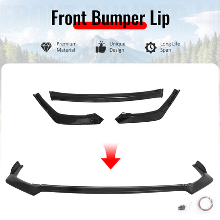 Fits 25-26 Toyota Camry SE/XSE IKON 3 Style Front Bumper Lip Gloss Black 3PCS