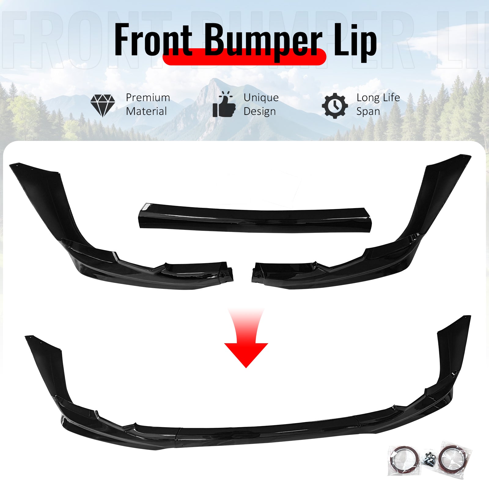 Fits 11-13 Toyota Corolla T Style Front Bumper Lip Chin Spoiler Gloss Black PP