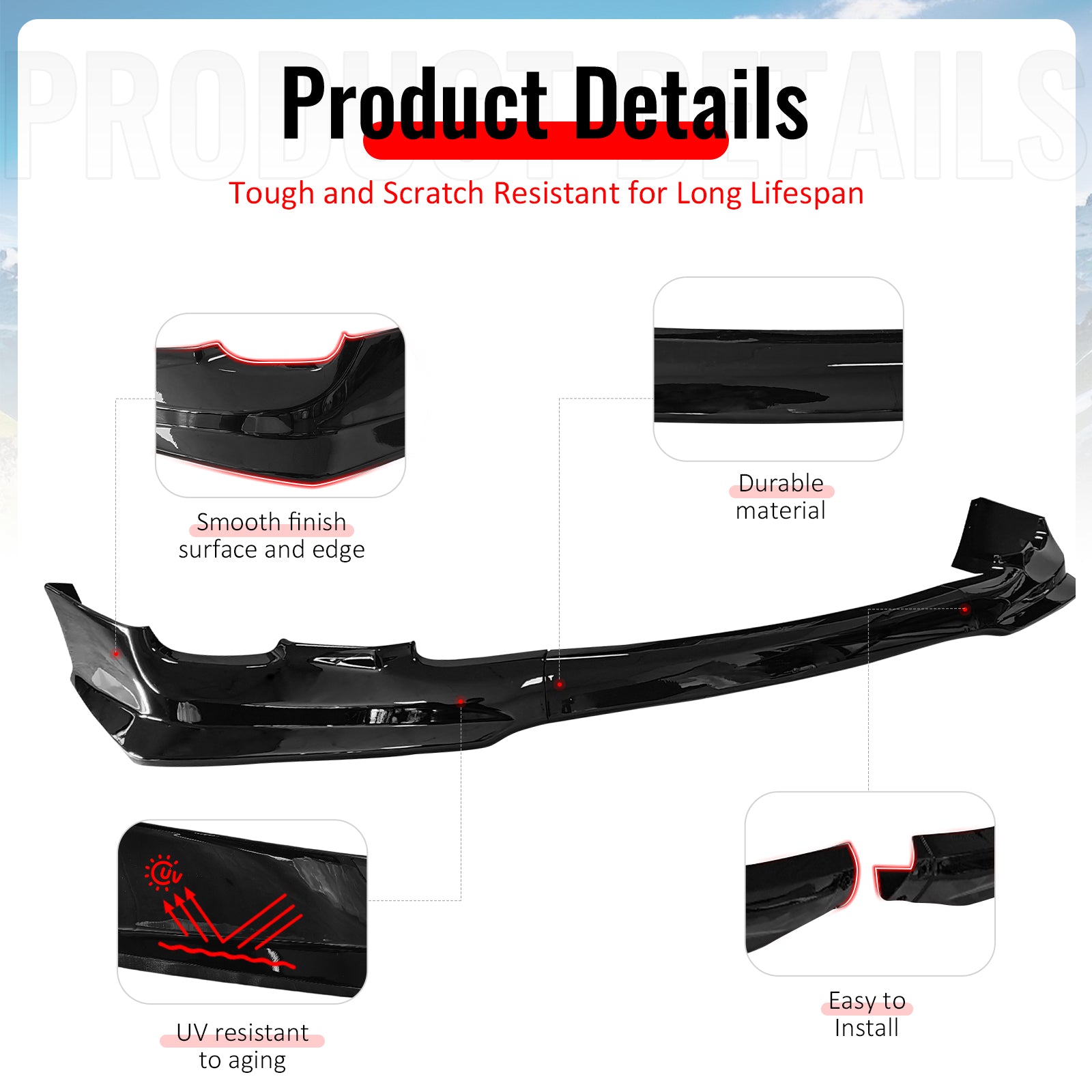 Fits 11-13 Toyota Corolla T Style Front Bumper Lip Chin Spoiler Gloss Black PP