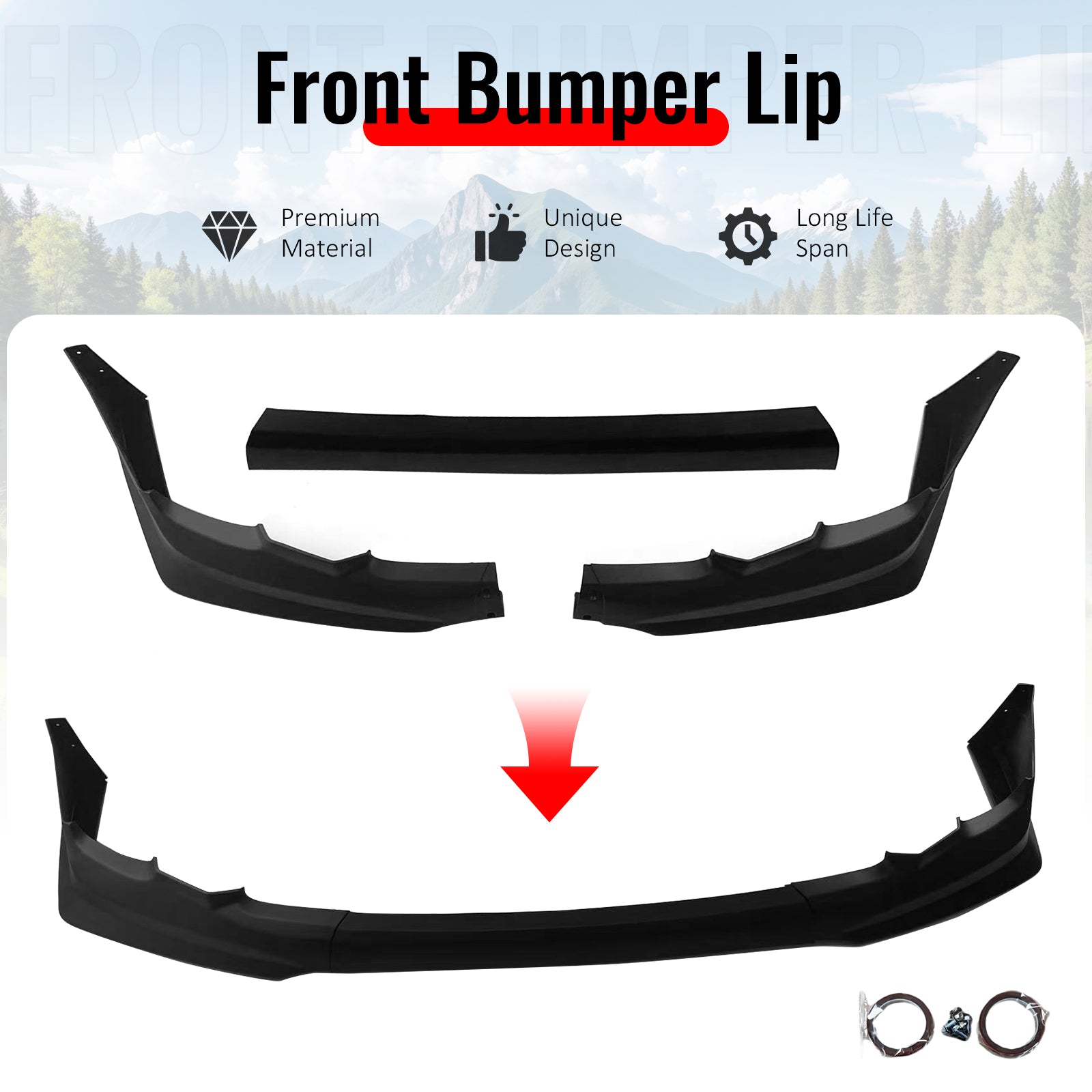 Fits 11-13 Toyota Corolla T Style Front Bumper Lip Chin Spoiler Matte Black PP