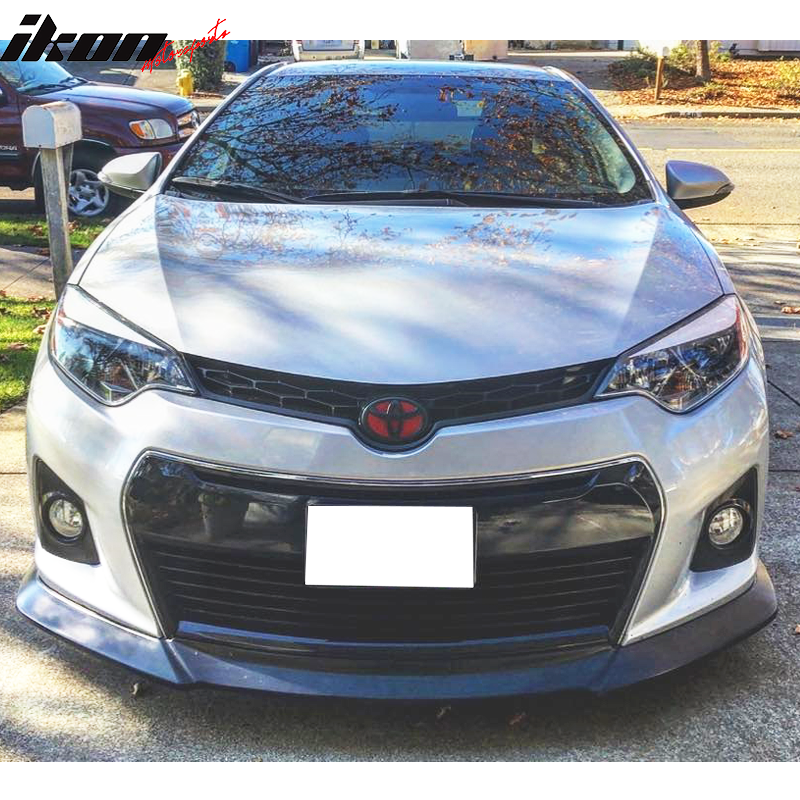 Front Bumper Lip Compatible With 2014-2016 Toyota Corolla S Model Only, GT Style Black PU Front Lip Finisher Under Chin Spoiler Add On by IKON MOTORSPORTS, 2015