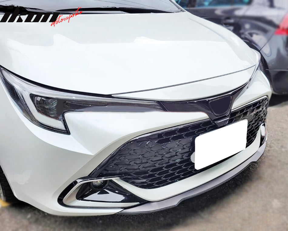 IKON MOTORSPORTS Front Bumper Lip, Compatible with 2022-2023 Toyota Corolla Auris 3rd E210 5-Door Hatchback, Matte Black Air Dam Chin Spoiler Protector Splitter