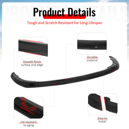 Fits 23-26 Toyota Prius Prime AR Style Front Bumper Lip Chin Spoiler Gloss Black