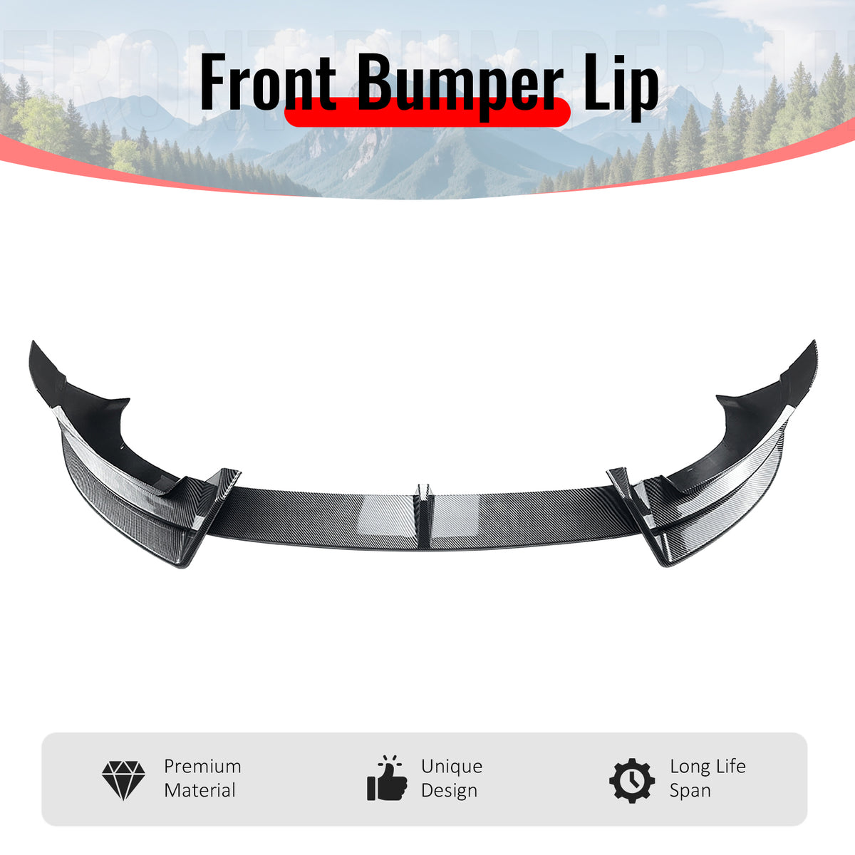 Fits 2026 Tesla Model Y Juniper Premium Front Bumper Lip Carbon Fiber Print 3PCS