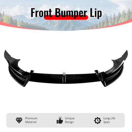 Fits 2026 Tesla Model Y Juniper Premium IKON Front Bumper Lip Gloss Black 3PCS