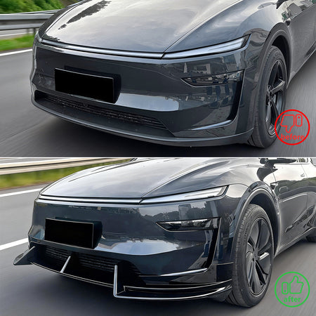 Fits 2026 Tesla Model Y Juniper Premium IKON Front Bumper Lip Gloss Black 3PCS