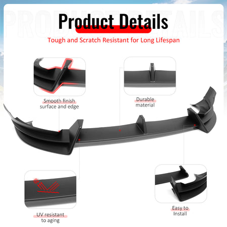 Fits 2026 Tesla Model Y Juniper Premium IKON Front Bumper Lip Matte Black 3PCS