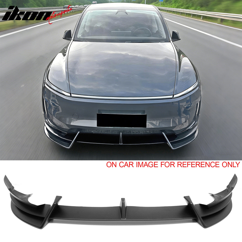 2026 Tesla Model Y Juniper Premium 3PCS Front Lower Bumper Lip Air Dam Chin Spoiler Splitter IKON Style Painted Matte Black ABS Plastic