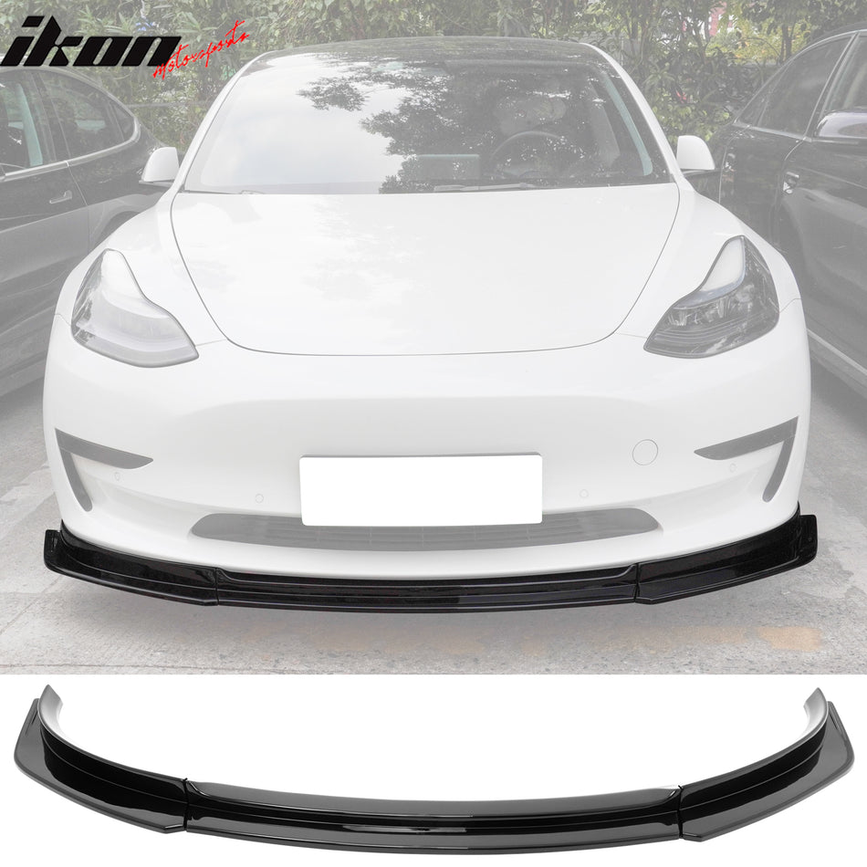 2017-2023 Tesla Model 3 IKON V4 Style 3PCS Front Lip Gloss Black ABS
