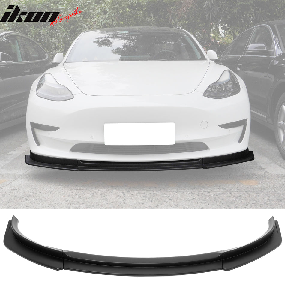 2017-2023 Tesla Model 3 IKON V4 Style 3PCS Front Lip Matte Black ABS