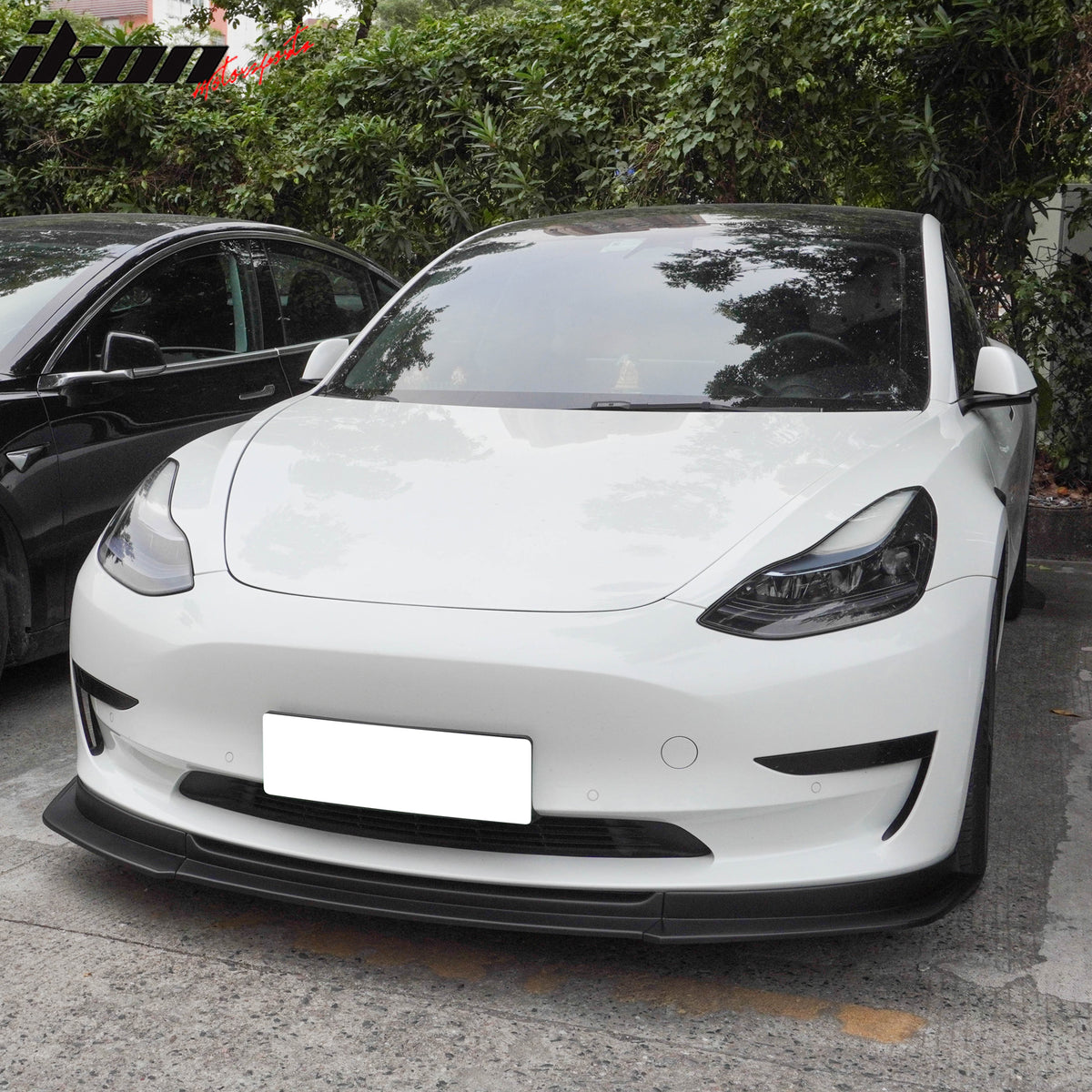 Fits 17-23 Tesla Model 3 IKON V4 Style 3PCS Front Bumper Lip Spoiler ABS