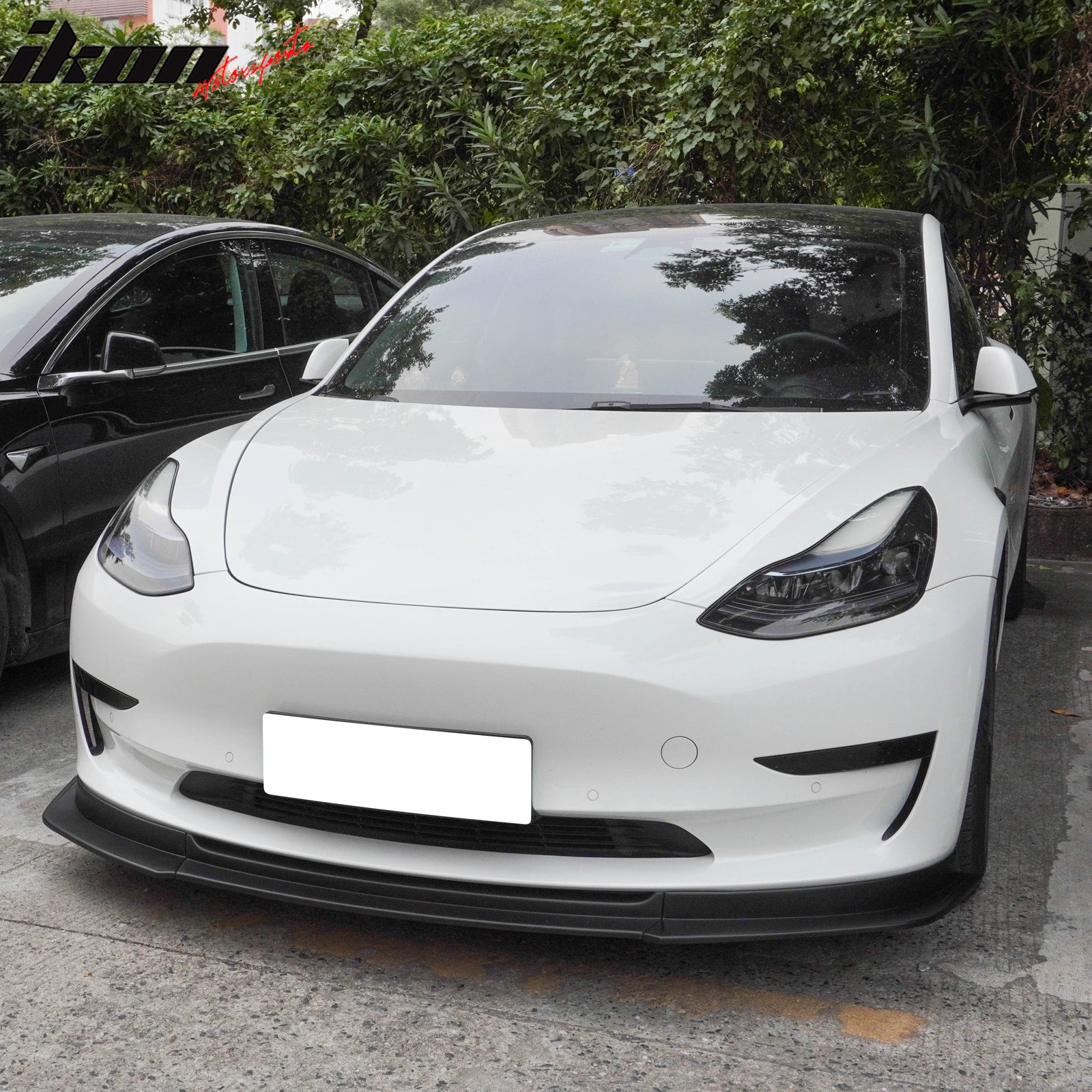 Fits 17-23 Tesla Model 3 IKON V4 Style 3PCS Front Bumper Lip Spoiler ABS