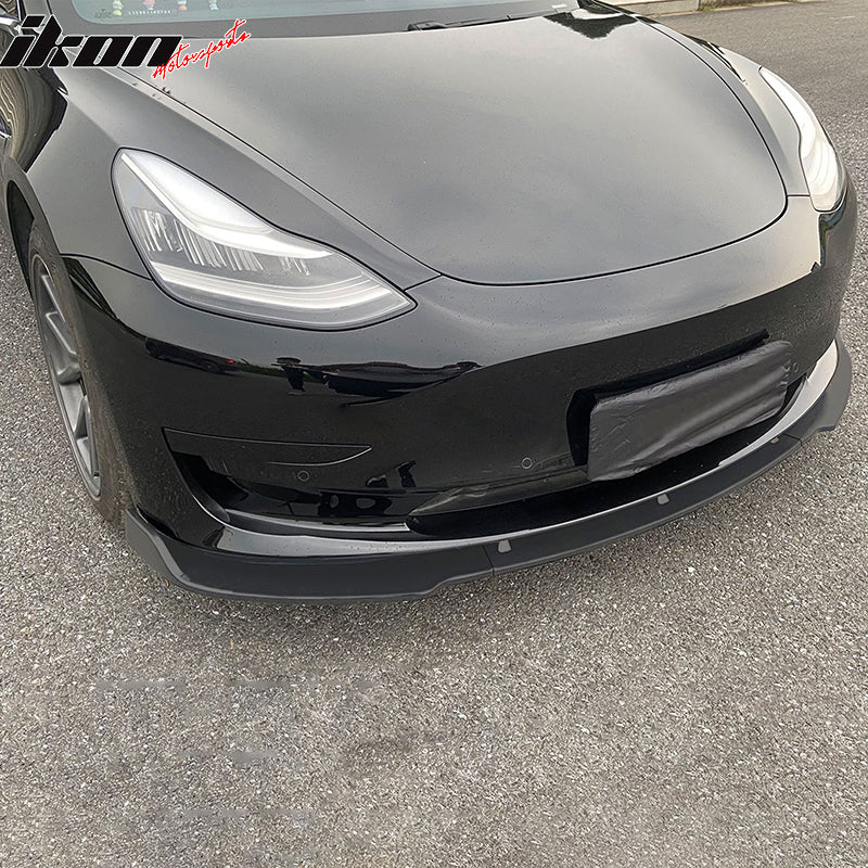 Carbon Look Front Lip Fits Tesla Model 3 2017-19 Front Mount Spoiler Lip
