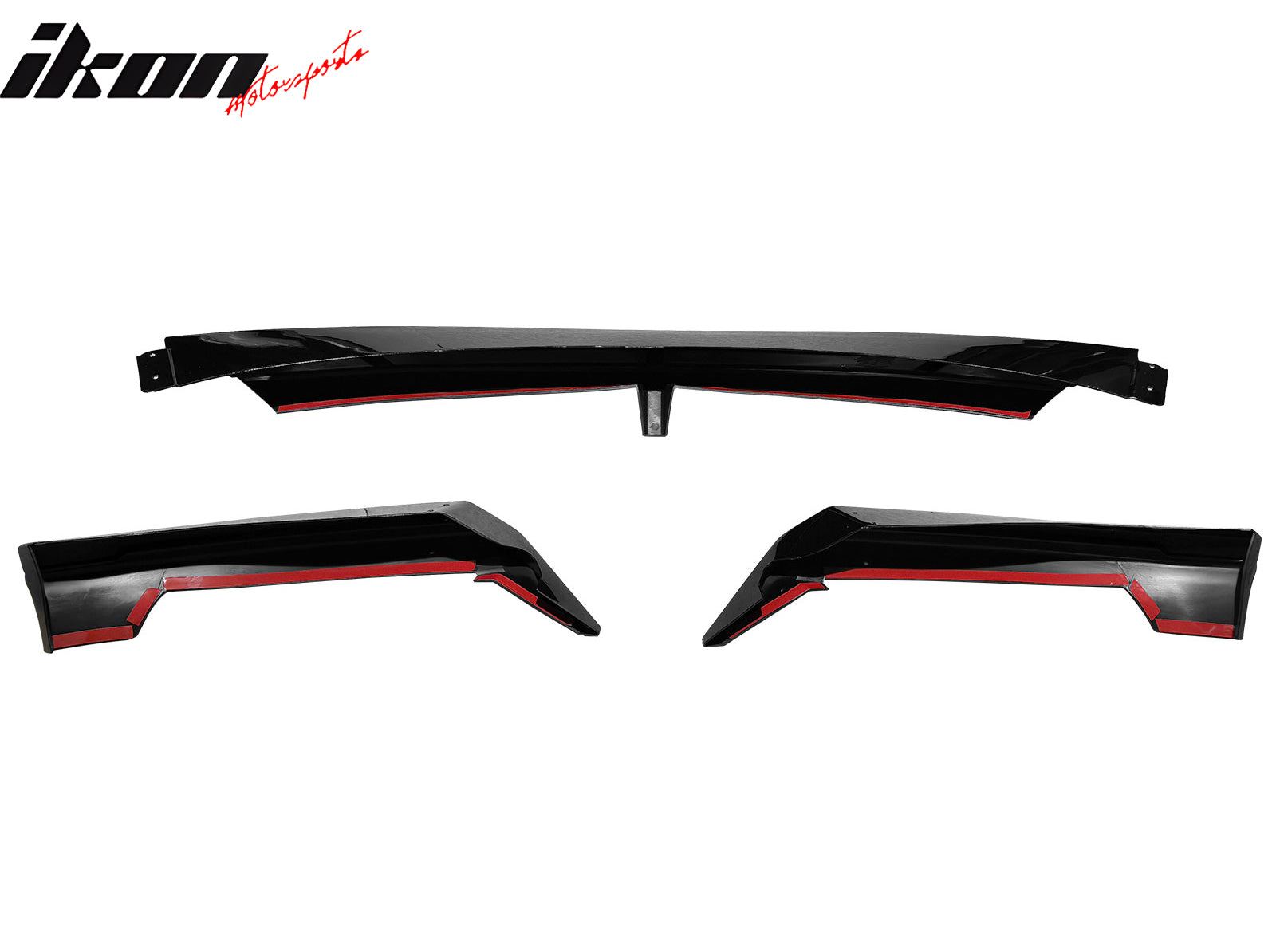 Fit 24-25 Tesla Model 3 3PCS IKON2 Style Front Bumper Lip Spoiler Matte Black PP