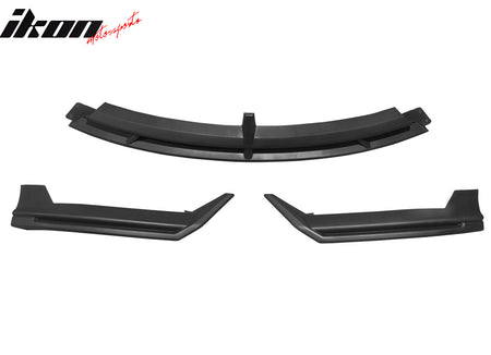 Fit 24-25 Tesla Model 3 3PCS IKON2 Style Front Bumper Lip Spoiler Matte Black PP