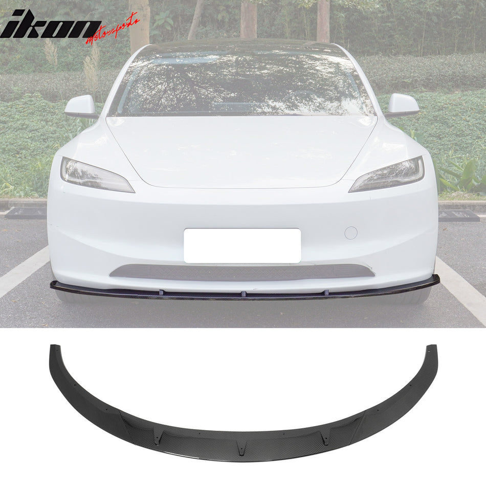 2024-2025 Tesla Model 3 V4 Style Carbon Fiber Print PP Front Lip 3PC