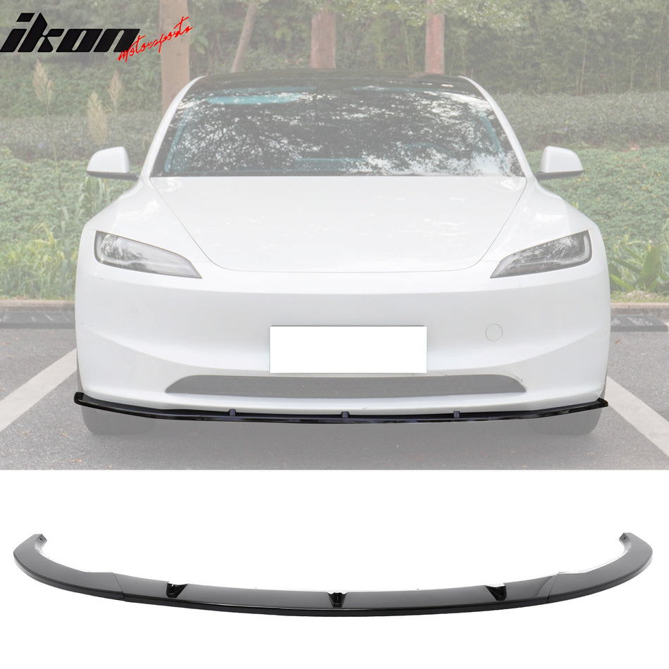 2024-2025 Tesla Model 3 Gloss Black PP Front Lip 3PCS - IKON V4 Style