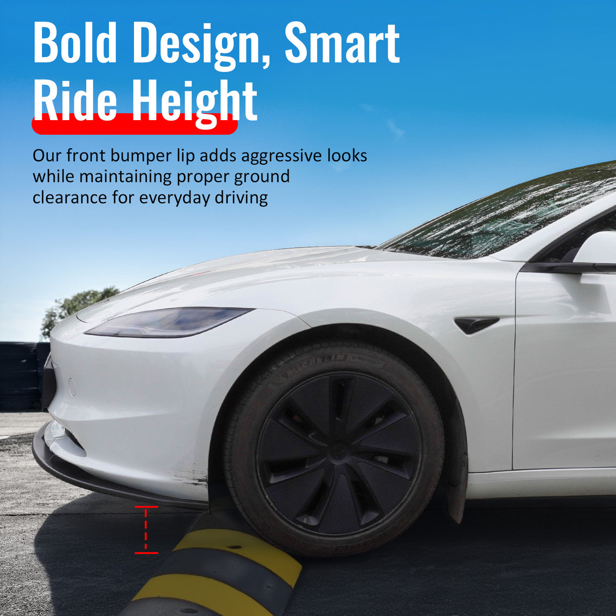 Fits 24-25 Tesla Model 3 PP Front Bumper Lip 3PCS - IKON V4 Style