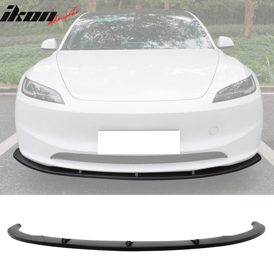 2024-2025 Tesla Model 3 Matte Black PP Front Lip 3PCS - IKON V4 Style