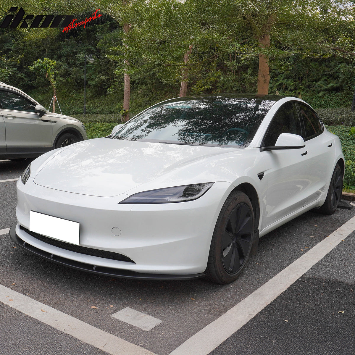 Fits 24-25 Tesla Model 3 PP Front Bumper Lip 3PCS - IKON V4 Style