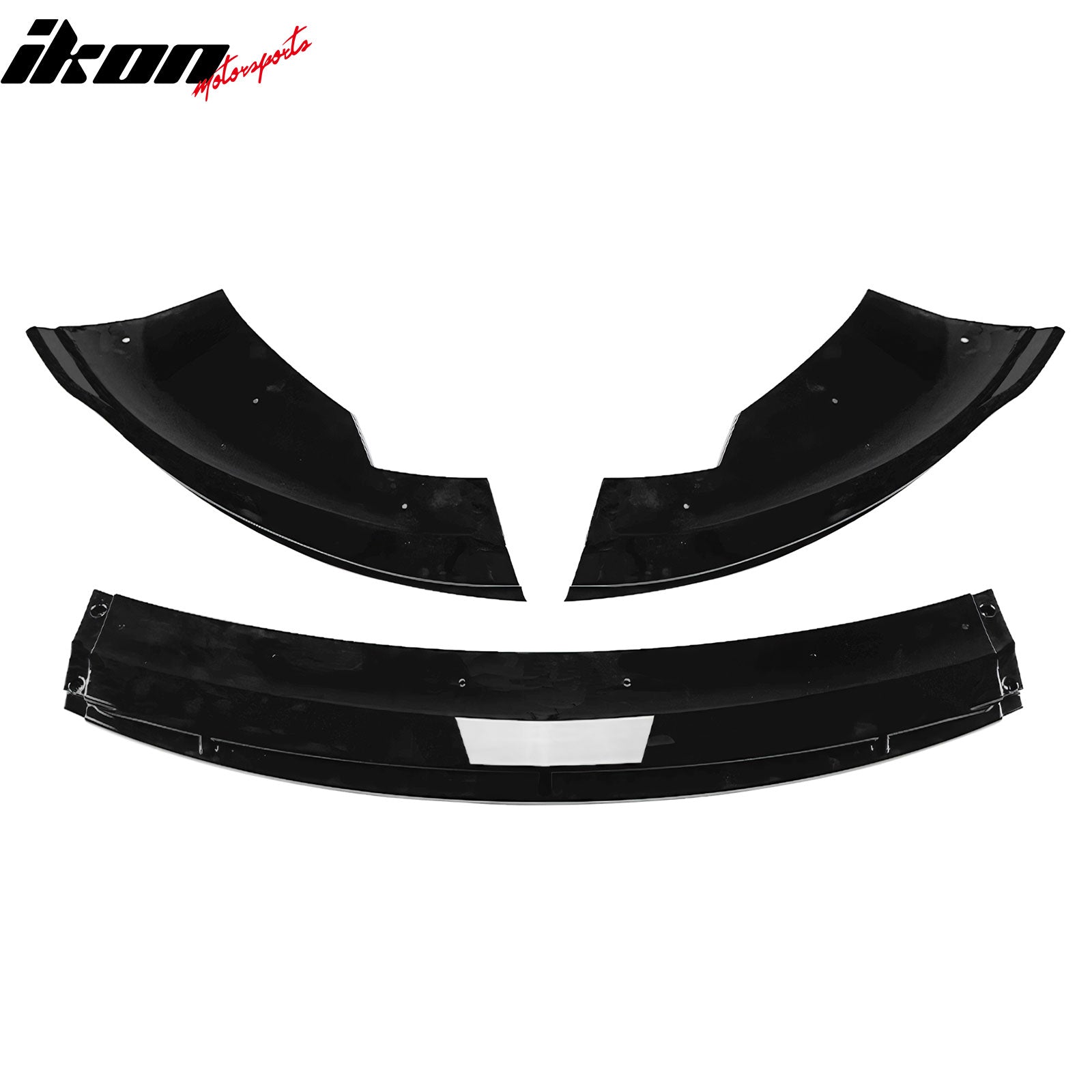 Fits 24-26 Tesla Model 3 IKON V4 Style Front Bumper Lip Spoiler Gloss Black 3PCS