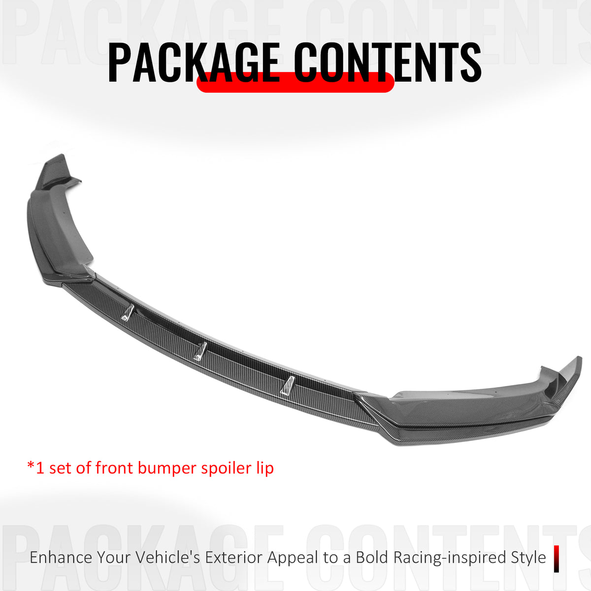 For 16-21 Tesla Model S Front Bumper Lip Splitter Splitter PP Carbon Fiber Print