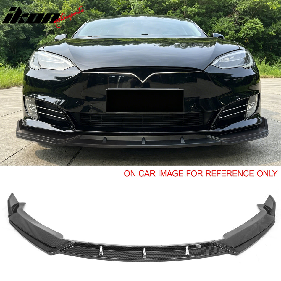 2016-2021 Tesla Model S Carbon Fiber Print Front Bumper Lip Chin Spoiler PP