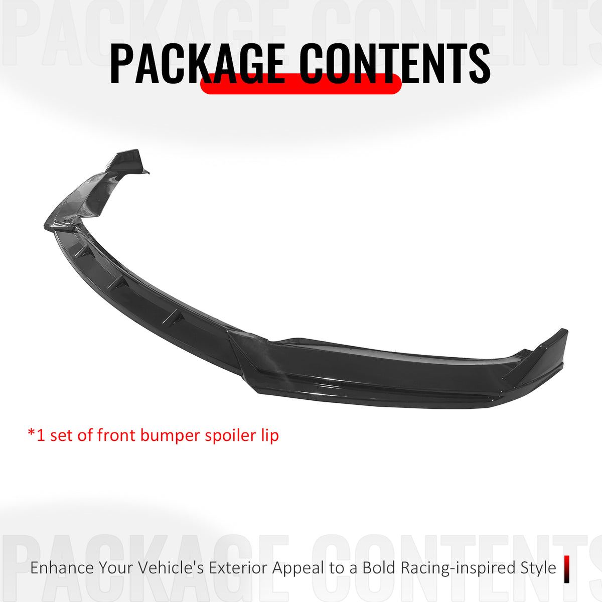 Fits 16-21 Tesla Model S Front Bumper Lip Splitter Chin Splitter PP Gloss Black