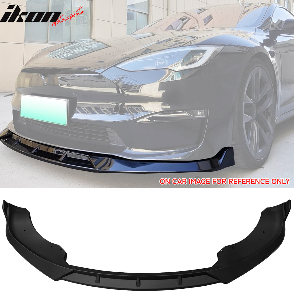 2021-2024 Tesla Model S IK Style 3PCS Front Bumper Lip Matte Black PP